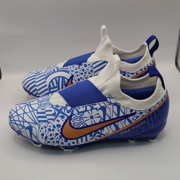 NEW Nike JR Zoom Vapor 15 Academy CR7 FGMG-White/Metallic/Copper Concord Sz 4y - Picture 1 of 11